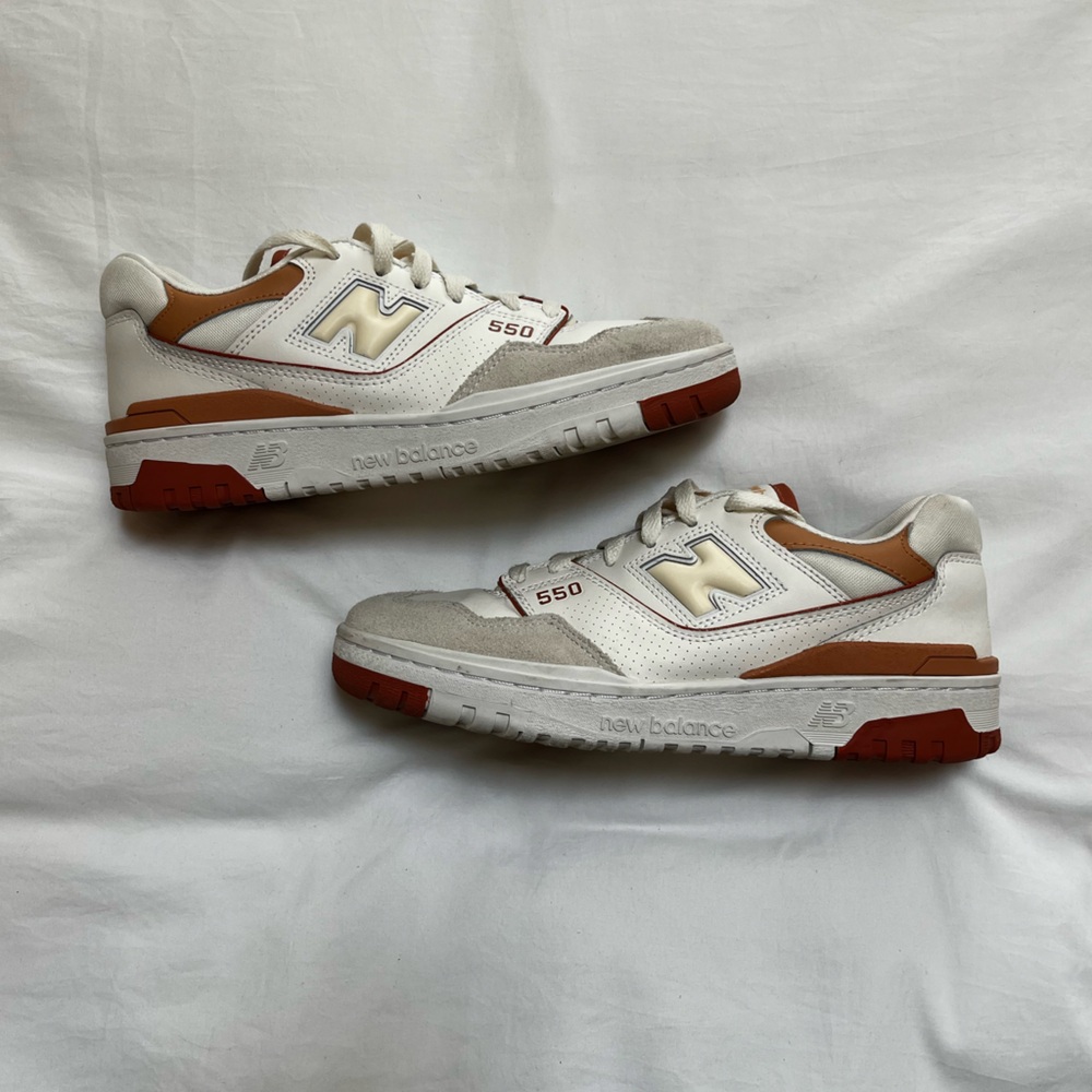 New Balance 550 White and Orange Sneakers